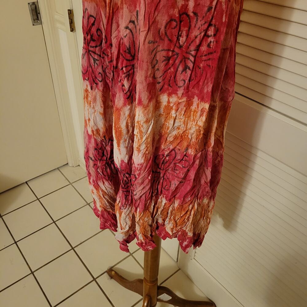 Boho 2000s Maya Pareos Sade Tie Dye Viscose Mini Dress Flowy One Size Fit All - Picture 3 of 8